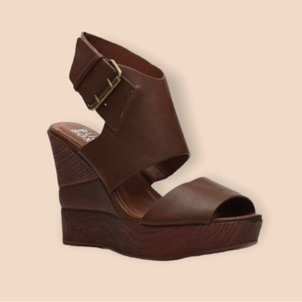 Bull Boxer Brown Peep Toe Wedge